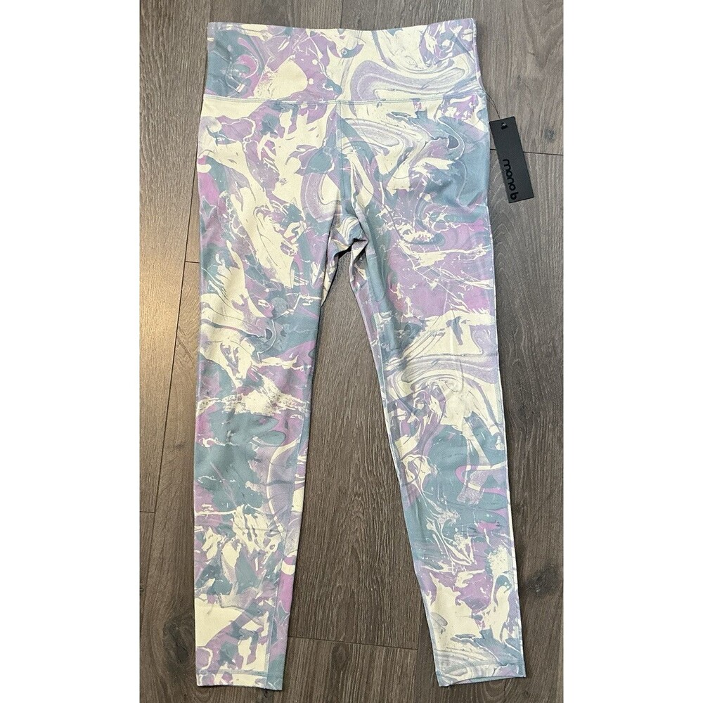 NWT MONO B Women's Size XL High Waist Tummy Control Watercolor Leggings